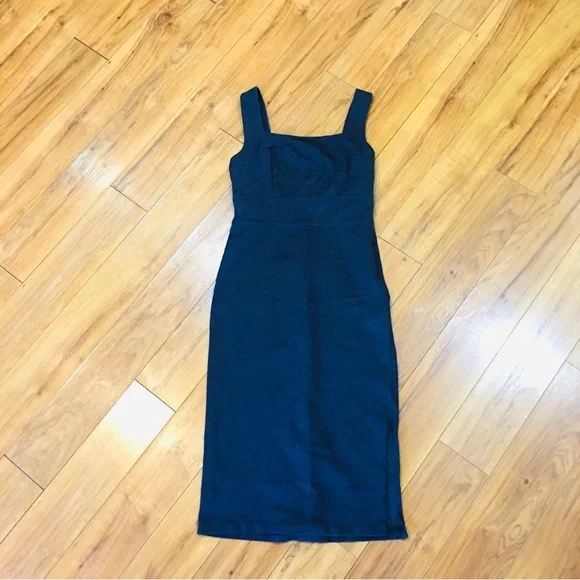 Banana Republic cotton pencil dress navy blue professional summer